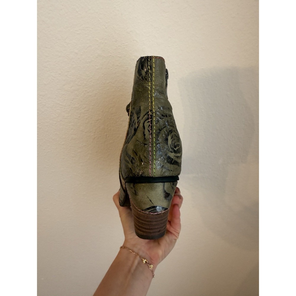 Spring Step L'Artiste Waterlily  Leather Boots Ankle Green Brown Floral S 7 - Picture 12 of 16